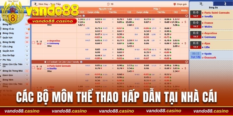 Các bộ môn hấp dẫn đang có tại nhà cái