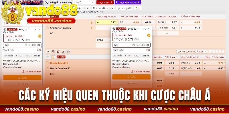 Các ký hiệu quen thuộc khi cược châu Á