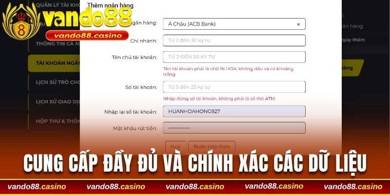 Cung cấp đúng và chính xác mọi thông tin
