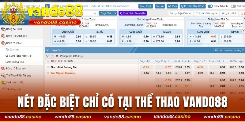 Nét đặc biệt chỉ có tại thể thao Vando88