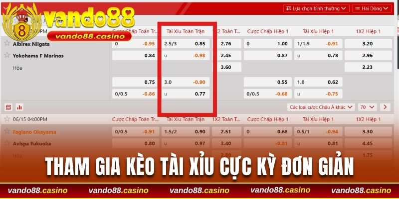Tham gia kèo Tài Xỉu cực kỳ đơn giản